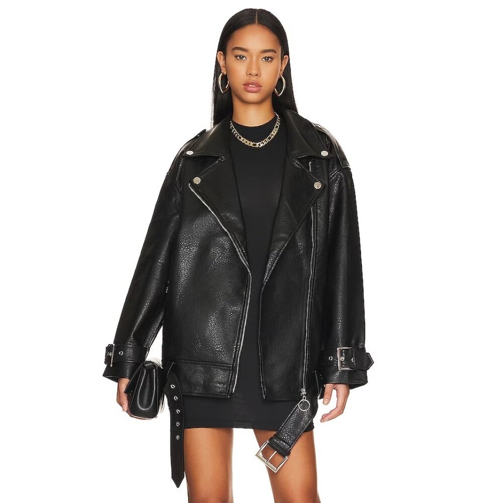 NWT: WeWoreWhat Oversized Faux Leather Moto Jacket